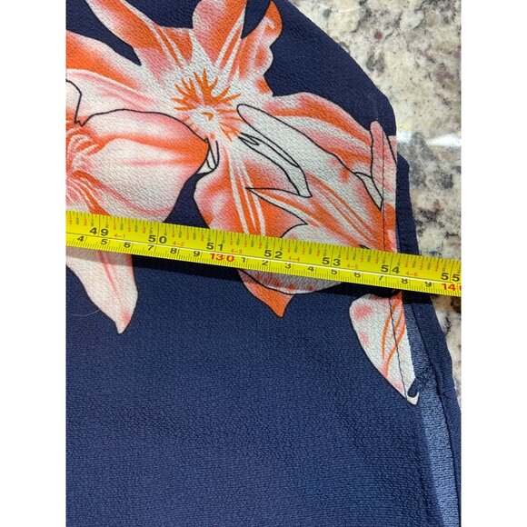 Simplee Halter Maxi Dress Y2K L Blue Floral Low VNeck Crisscross Back High Slit - Picture 7 of 7